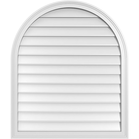 Ekena Millwork Round Top Surface Mount PVC Gable Vent w/ 2"W x 1-1/2"P Brickmould Frame, 34"W x 40"H GVPRT34X4002SN